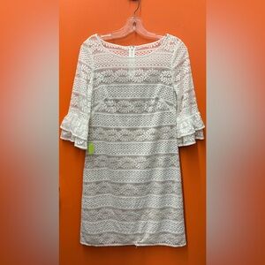 JessicaHoward Womens Lace Shift with Double Ruffle